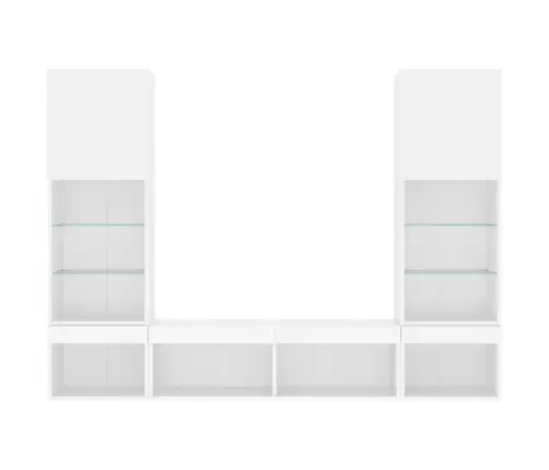 5-Osaline Telerikappide Komplekt Led-Tuledega, Valge, Tehispuit