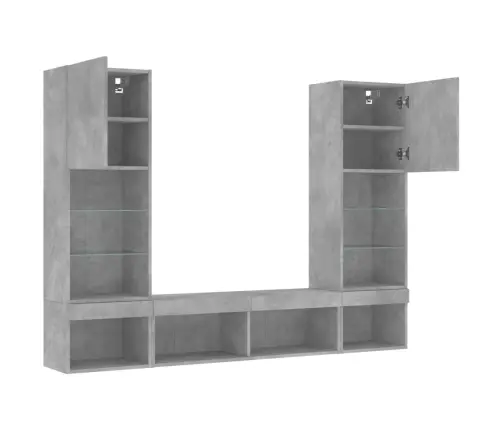 5-Daļīgs Tv Skapīšu Komplekts Ar Led, Betona Pelēks Vidaxl