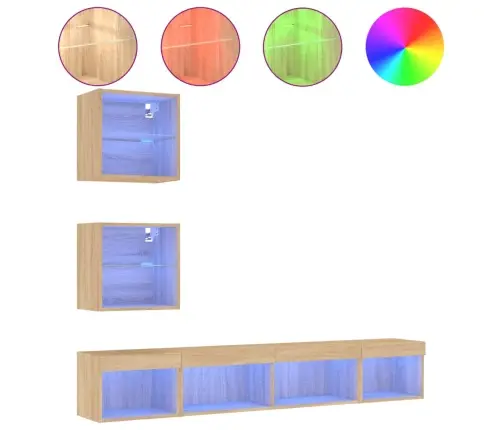 5-Daļīgs Tv Skapīšu Komplekts Ar Led, Ozola, Inženierijas Koks Vidaxl 5-Daļīgs Tv Skapīšu Komplekts Ar Led, Ozola, Inženierijas Koks Vidaxl