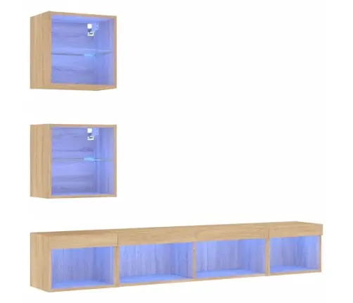 5-Daļīgs Tv Skapīšu Komplekts Ar Led, Ozola, Inženierijas Koks Vidaxl 5-Daļīgs Tv Skapīšu Komplekts Ar Led, Ozola, Inženierijas Koks Vidaxl