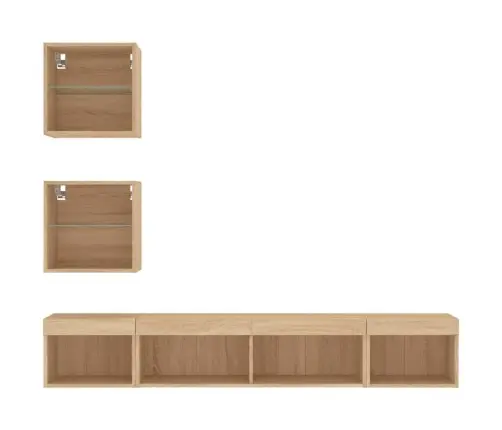 5-Daļīgs Tv Skapīšu Komplekts Ar Led, Ozola, Inženierijas Koks Vidaxl 5-Daļīgs Tv Skapīšu Komplekts Ar Led, Ozola, Inženierijas Koks Vidaxl