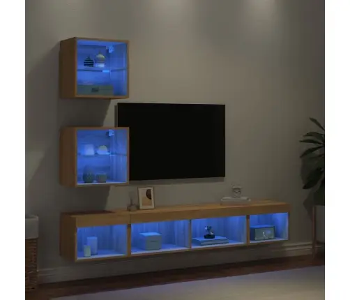 5-Daļīgs Tv Skapīšu Komplekts Ar Led, Ozola, Inženierijas Koks Vidaxl 5-Daļīgs Tv Skapīšu Komplekts Ar Led, Ozola, Inženierijas Koks Vidaxl