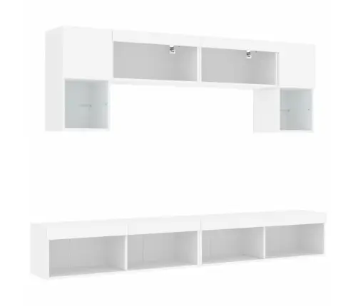 6-Daļīgs Tv Skapīšu Komplekts Ar Led, Balts, Inženierijas Koks Vidaxl