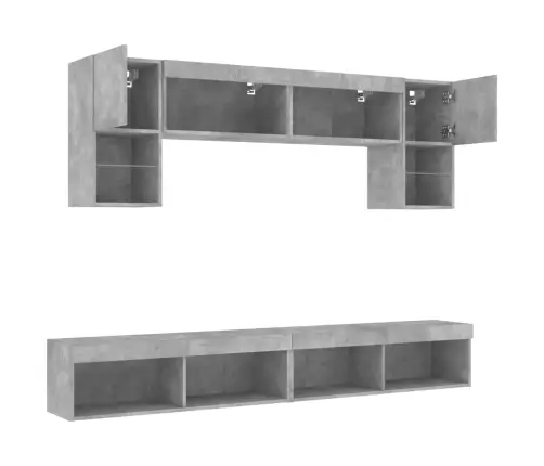 6-Daļīgs Tv Skapīšu Komplekts Ar Led, Betona Pelēks Vidaxl