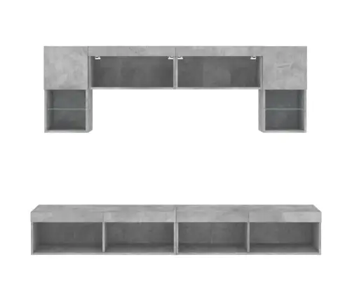 6-Daļīgs Tv Skapīšu Komplekts Ar Led, Betona Pelēks Vidaxl