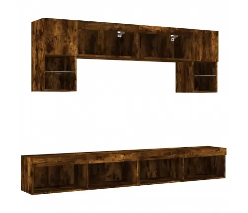 6-Daļīgs Tv Skapīšu Komplekts Ar Led, Ozola, Inženierijas Koks Vidaxl