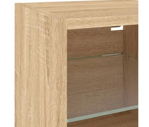 Sieninė Tv Sekcija Su Led, 4 Dalių, Ąžuolo, Apdirbta Mediena
