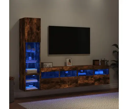 4-Osaline Telerikappide Komplekt Led-Tuledega, Suitsutatud Tamm