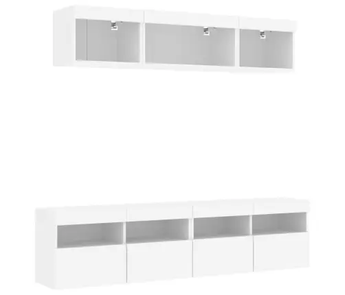 5-Daļīgs Tv Skapīšu Komplekts Ar Led, Balts, Inženierijas Koks Vidaxl