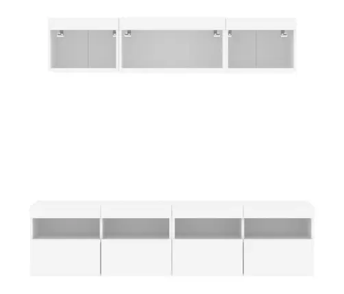 5-Daļīgs Tv Skapīšu Komplekts Ar Led, Balts, Inženierijas Koks Vidaxl