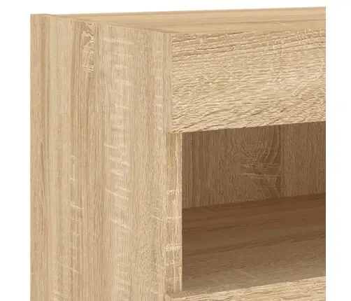 Sieninė Tv Sekcija Su Led, 5 Dalių, Ąžuolo, Apdirbta Mediena