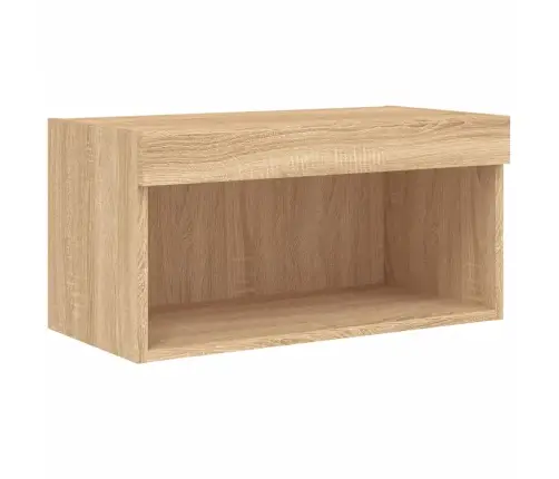 Sieninė Tv Sekcija Su Led, 5 Dalių, Ąžuolo, Apdirbta Mediena