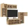 5-Daļīgs Tv Skapīšu Komplekts Ar Led, Ozola, Inženierijas Koks Vidaxl