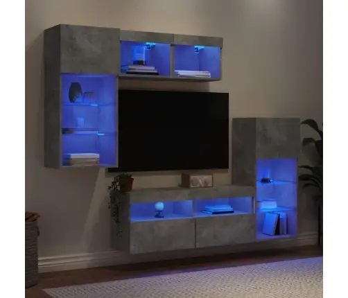 5-Daļīgs Tv Skapīšu Komplekts Ar Led, Betona Pelēks Vidaxl 5-Daļīgs Tv Skapīšu Komplekts Ar Led, Betona Pelēks Vidaxl