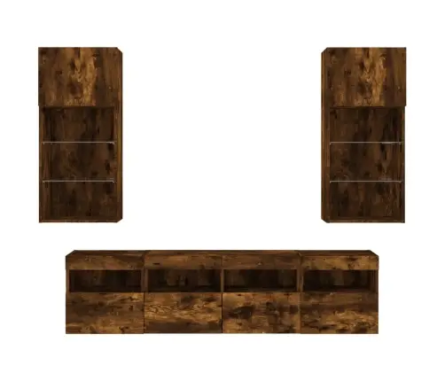 5-Daļīgs Tv Skapīšu Komplekts Ar Led, Ozola, Inženierijas Koks Vidaxl