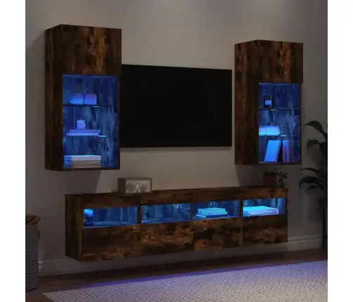 5-Daļīgs Tv Skapīšu Komplekts Ar Led, Ozola, Inženierijas Koks Vidaxl