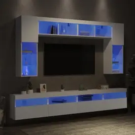 Tv Sienas Skapīši Ar Led, 8 Gab., Balti Vidaxl