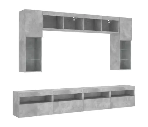 Tv Sienas Skapīši Ar Led, 8 Gab., Betona Pelēki Vidaxl