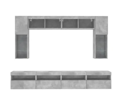 Tv Sienas Skapīši Ar Led, 8 Gab., Betona Pelēki Vidaxl
