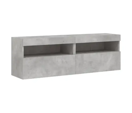 Tv Sienas Skapīši Ar Led, 8 Gab., Betona Pelēki Vidaxl