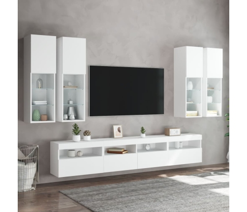 Tv Sienas Skapīši Ar Led, 7 Gab., Balti Vidaxl