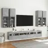 Sieninės Tv Spintelės Su Led Lemputėmis, 7Vnt., Betono Pilkos