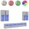 7-Osaline Teleri Seinakappide Komplekt Led-Tuledega, Betoonhall