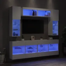 Tv Sienas Skapīši Ar Led, 6 Gab., Balti Vidaxl