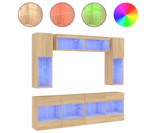 Tv Sienas Skapīši Ar Led, 6 Gab., Koka Krāsa Vidaxl