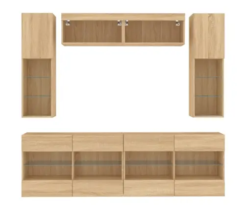 Tv Sienas Skapīši Ar Led, 6 Gab., Koka Krāsa Vidaxl