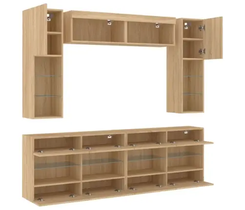 Tv Sienas Skapīši Ar Led, 6 Gab., Koka Krāsa Vidaxl