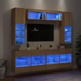 Tv Sienas Skapīši Ar Led, 6 Gab., Koka Krāsa Vidaxl