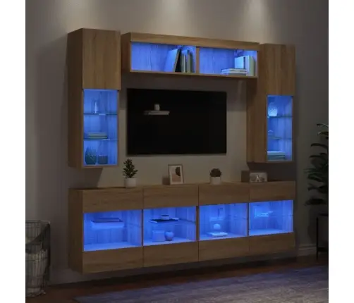 Tv Sienas Skapīši Ar Led, 6 Gab., Koka Krāsa Vidaxl