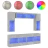 6-Osaline Teleri Seinakappide Komplekt Led-Tuledega, Betoonhall