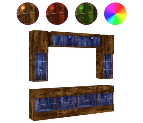 Tv Sienas Skapīši Ar Led, 6 Gab., Ozolkoka Krāsa Vidaxl Tv Sienas Skapīši Ar Led, 6 Gab., Ozolkoka Krāsa Vidaxl