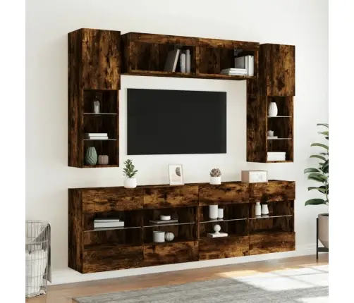 Tv Sienas Skapīši Ar Led, 6 Gab., Ozolkoka Krāsa Vidaxl Tv Sienas Skapīši Ar Led, 6 Gab., Ozolkoka Krāsa Vidaxl