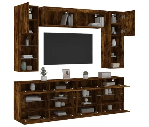 Tv Sienas Skapīši Ar Led, 6 Gab., Ozolkoka Krāsa Vidaxl Tv Sienas Skapīši Ar Led, 6 Gab., Ozolkoka Krāsa Vidaxl