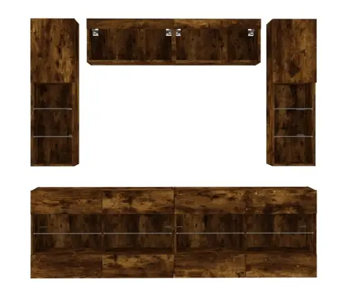 Tv Sienas Skapīši Ar Led, 6 Gab., Ozolkoka Krāsa Vidaxl Tv Sienas Skapīši Ar Led, 6 Gab., Ozolkoka Krāsa Vidaxl