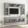Tv Sienas Skapīši Ar Led, 6 Gab., Pelēka Ozola Vidaxl