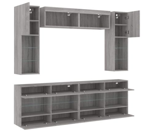 6-Osaline Teleri Seinakappide Komplekt Led-Idega, Hall Sonoma