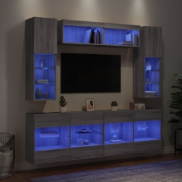 6-Osaline Teleri Seinakappide Komplekt Led-Idega, Hall Sonoma