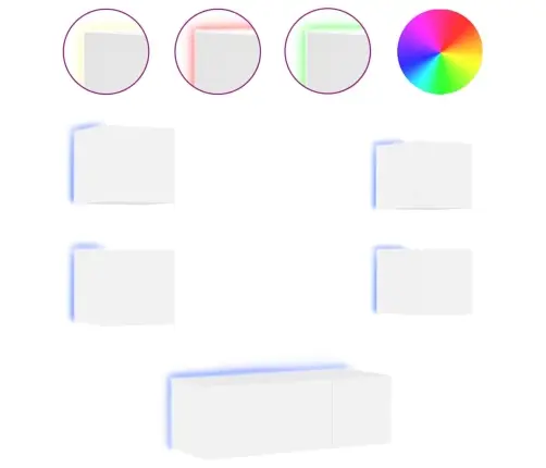 6-Daļīgs Tv Skapīšu Komplekts Ar Led, Balts, Inženierijas Koks Vidaxl 6-Daļīgs Tv Skapīšu Komplekts Ar Led, Balts, Inženierijas Koks Vidaxl