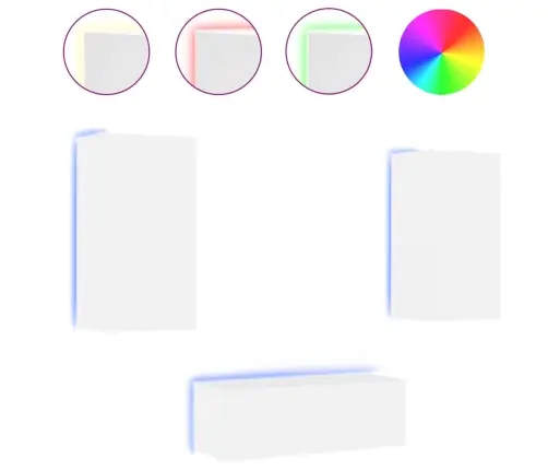 4-Daļīgs Tv Skapīšu Komplekts Ar Led, Balts, Inženierijas Koks Vidaxl 4-Daļīgs Tv Skapīšu Komplekts Ar Led, Balts, Inženierijas Koks Vidaxl