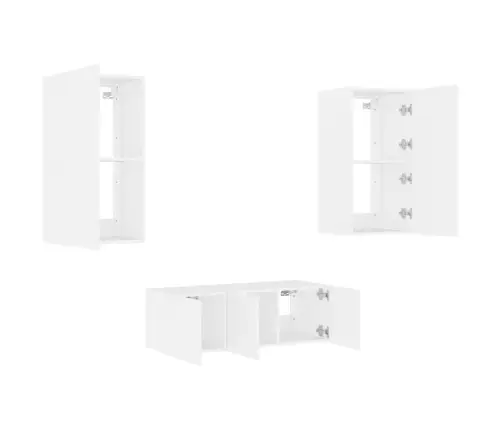 4-Daļīgs Tv Skapīšu Komplekts Ar Led, Balts, Inženierijas Koks Vidaxl 4-Daļīgs Tv Skapīšu Komplekts Ar Led, Balts, Inženierijas Koks Vidaxl