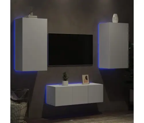 4-Daļīgs Tv Skapīšu Komplekts Ar Led, Balts, Inženierijas Koks Vidaxl 4-Daļīgs Tv Skapīšu Komplekts Ar Led, Balts, Inženierijas Koks Vidaxl