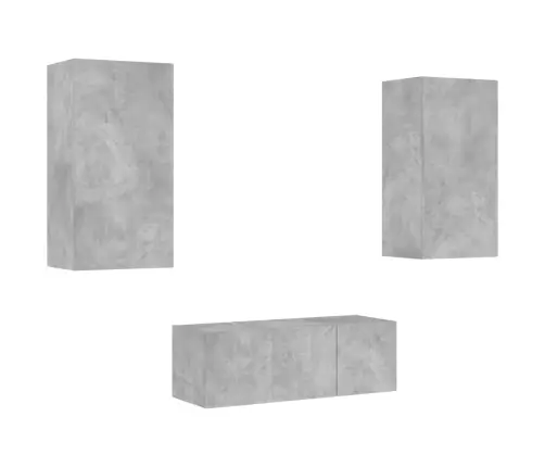 4-Daļīgs Tv Skapīšu Komplekts Ar Led, Betona Pelēks Vidaxl 4-Daļīgs Tv Skapīšu Komplekts Ar Led, Betona Pelēks Vidaxl