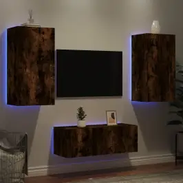 4-Daļīgs Tv Skapīšu Komplekts Ar Led, Ozola, Inženierijas Koks Vidaxl