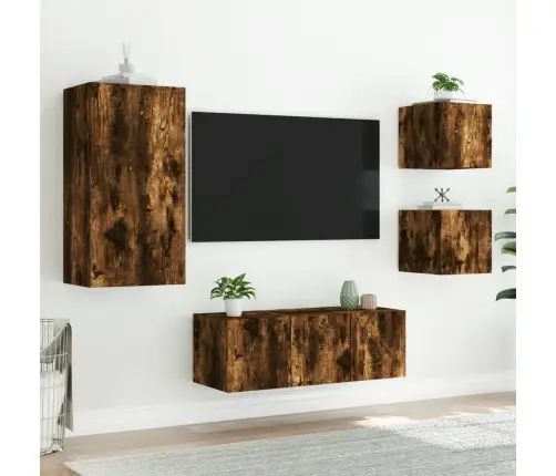 5-Daļīgs Tv Skapīšu Komplekts Ar Led, Ozola, Inženierijas Koks Vidaxl