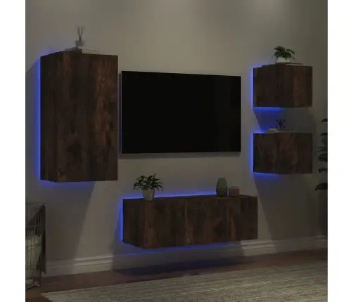 5-Daļīgs Tv Skapīšu Komplekts Ar Led, Ozola, Inženierijas Koks Vidaxl