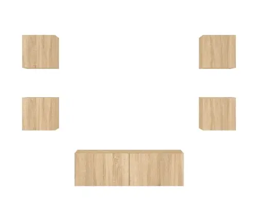 Tv Sienas Skapīši Ar Led, 5 Gab., Koka Krāsa Vidaxl